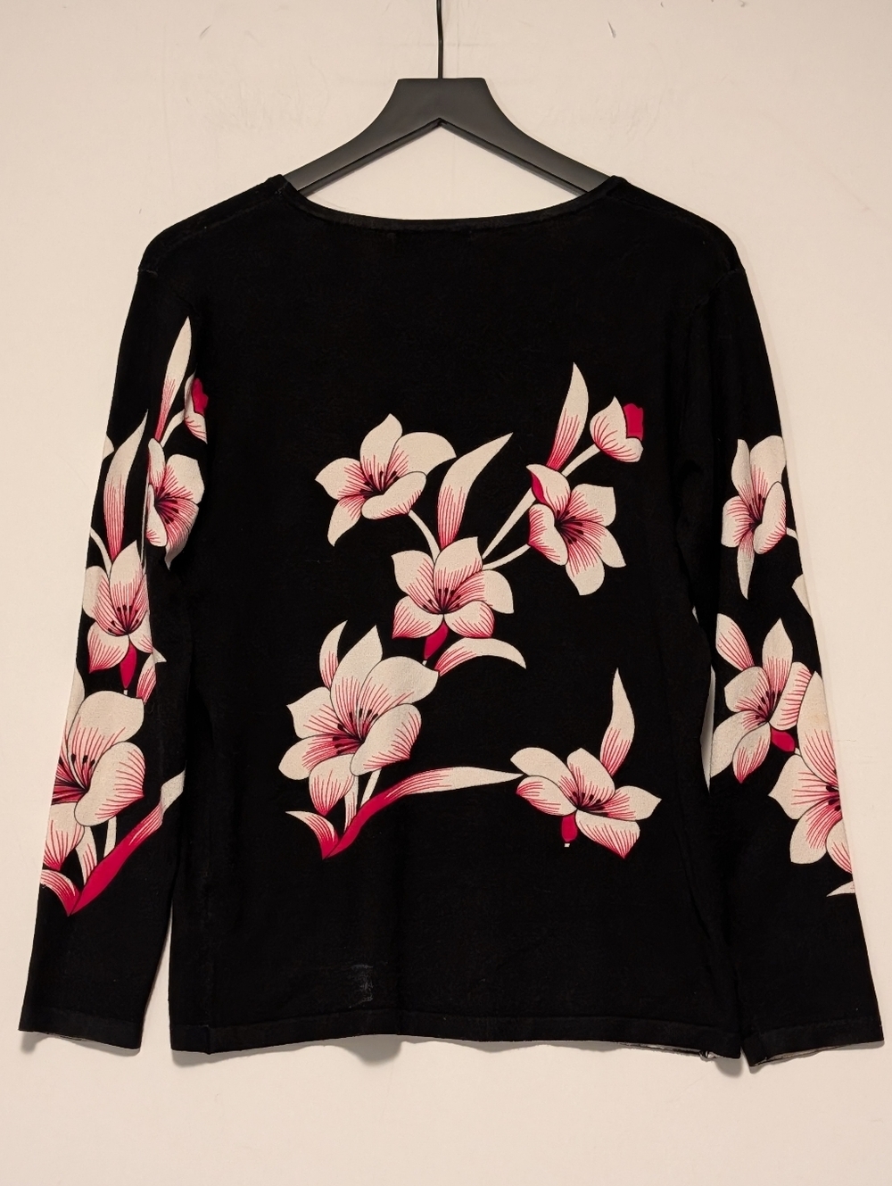 Pierre Feminine Black Floral  Long Sleeve Sweater Women’s Med Church Work Style - Picture 10 of 10